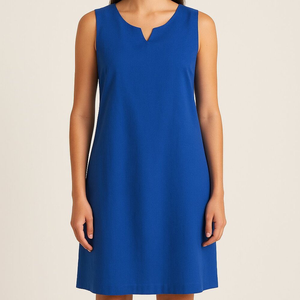 $89 French Lilie Rose Blue Cotton Sheath Dress Women’s Plus Size 1X Sleeveless